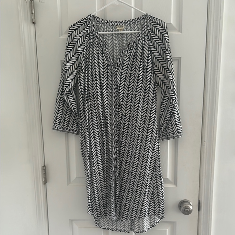 Hatley Black and White V-Neck Raglan Dress